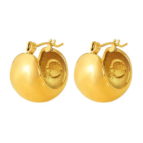 JEWELRY EH236 Customize Stainless Steel Gold Plated 18K U Shaped Drop Earrings Glossy round Ball Earrings for Women