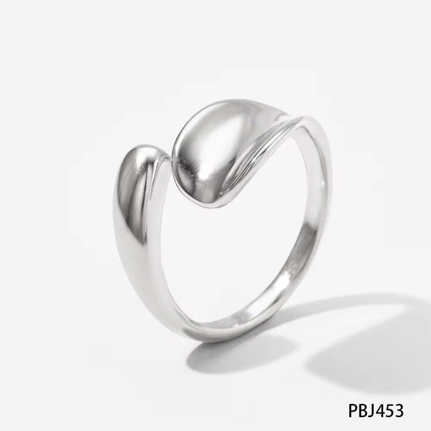 New 2024 Unique Stylish Glossy Surface Ring Casual Geometry Irregular Stainless Steel Rings for Girls