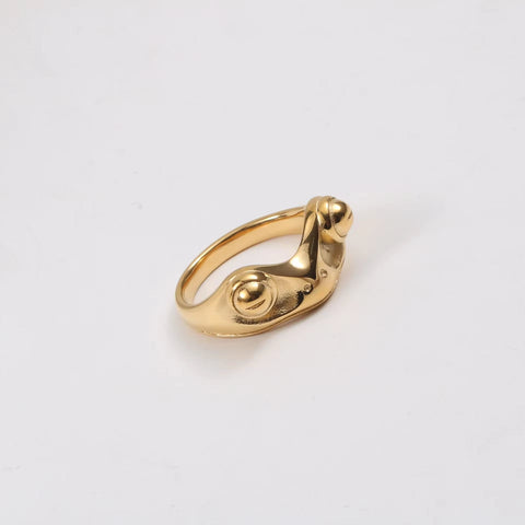 18K Gold Plated Stainless Steel Frog Rings Frog Shape Design Waterproof High Polished Hip Hop Rings for Women