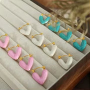 JEWELRY EH62 Factory Hot Sale Explosive Earrings Fresh and Sweet Heart-Shaped Enamel Earrings