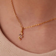 Dainty 18K Pvd Gold Plated Inlaid Zircon Snake Pendant Necklace Stainless Steel Jewelry Chain Necklace for Women