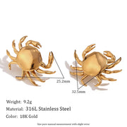 Dainty Crab Stud Earrings for Women Waterproof Jewelry Gold Plated Christmas Earrings