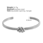 JEWELRY SZ45-7-SZ51 Hot Sale Vintage Fashion Stainless Steel Open Bangle Twist Knot C Shape Bangle for Women