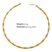 JEWELRY XL72-SZ58 Wholesale Thin Bamboo Open Collar Bangles Fashion Necklace Stainless Steel Plated 18K Gold