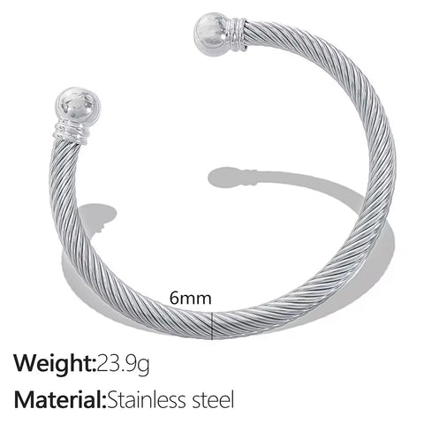 JEWELRY SZ55 Custom Stretch Threaded Stainless Steel Wire Bracelet Wholesale for Men Bangles