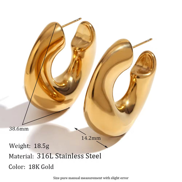 Hollow Irregular Hoop Earrings 18K Gold Plated Statement Jewelry Stainless Steel Christmas Gifts for Women