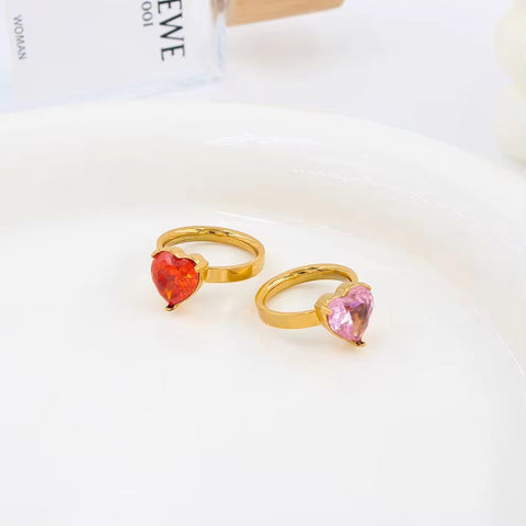 Hollow Out Heart Shape Stainless Steel Gold Plated Ring Engagement Finger Chunky Rings Sets for All Fingers