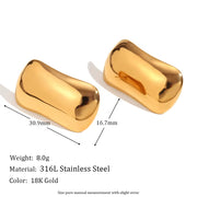 Minimalist Jewelry Rectangle Stud Earrings 18K Gold Plated Stainless Steel Statement Earrings