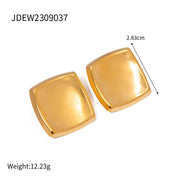 Fashionable 18K PVD Gold Stainless Steel Earrings Geometric High Polish Smooth Square Shape Snail Earring