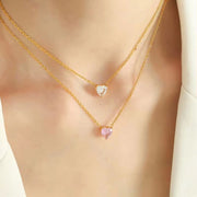 JEWELRY XL90 Fashion Zirconia Peach Heart Heart Pendant Necklace Collar Chain Micro Zirconia Necklace