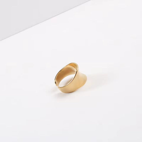 Vintage Wide Band Ring Stainless Steel Jewelry Gift Rings 18K Gold Plated Non Tarnish Chunky Statement Ring Women