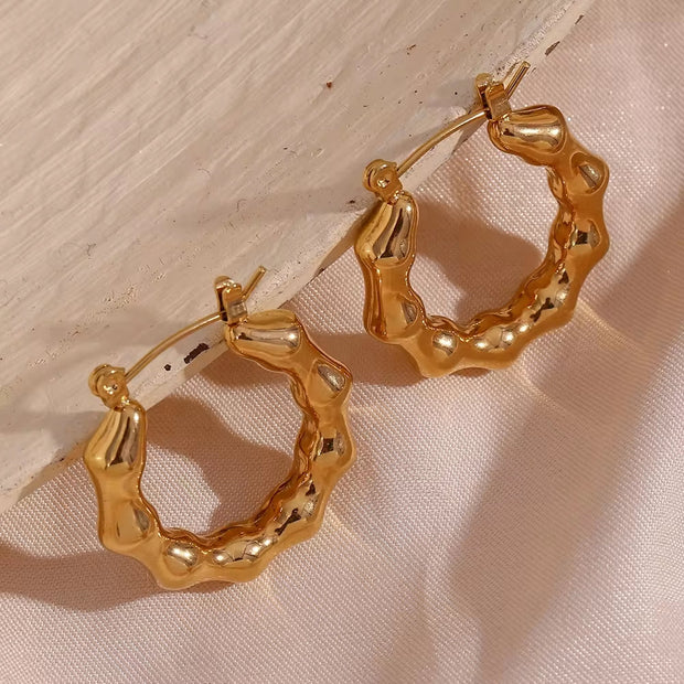 Exaggerated Hollow Stainless Steel Hoop Earring 18K Gold Plated Statement Earrings Jewelry Making Supplies