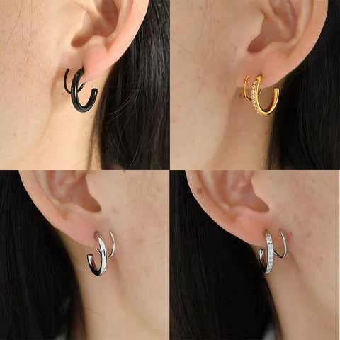 JEWELRY EH242-3 Hot Sale Earring Clasp Exaggerated Earrings Metal Plating Colour Preservation Earrings Set Zirconia