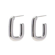 18K Gold Plated Stainless Steel Jewelry Gift Geometric Silver Color Square C Earrings for Women