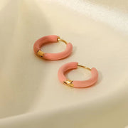 Jelly Color Enamel Small Size Hoop Earrings Stainless Steel Gold 18K Plated Oil Dripping Jewelry Earrings