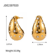 Fashion Water Drop Tarnish Free Chunky 18K Gold Plated Stainless Steel Jewelry Earrings for Women