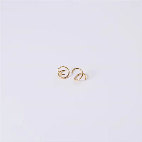 Handmade PVD 18K Gold Plated Spiral Gradient Linellae Earring Stainless Steel Wire Wrapped Jewelry