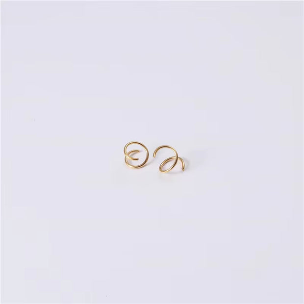 Handmade PVD 18K Gold Plated Spiral Gradient Linellae Earring Stainless Steel Wire Wrapped Jewelry