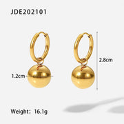 Minimalist Geometric Ball Texture Silver Gold Plated Stainless Steel Earrings Jewelry for Women