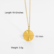 Sunburst Signet Pendant Necklace for Women 18K Gold Plated Stainless Steel Heart Butterfly Sunlight Disc Coin Choker Necklace