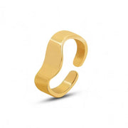 Wholesale Fashion Waterproof Jewelry 18K Gold Plated Stainless Steel Irregular Opening Ring for Women