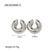 Punk Style Gold Plated Stainless Steel Thick Hollow Hoop Earrings Wide Tube Chunky Ear Cuff for Women