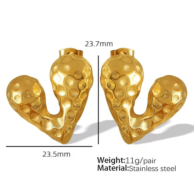 JEWELRY EH EH177-9 High Quality Wholesale Custom Cheap French Fashion Pleated Textured Heart Drop Earrings