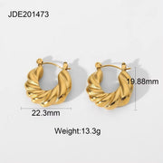 Circle Earrings Jewelry Stainless Steel Croissant Twisted Woven Thick Hoop Earrings