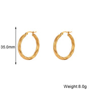 Drop Shipping Croissant Texture Hoop Earring Tarnish Free 18K Gold Plated Stainless Steel Ladies Earrings Women Jewelry