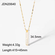 Dainty Chain 18K Gold Stainless Steel Women Jewelry Slender Blade Geometric Rectangular Natural Shell Pendant Necklace for Ins