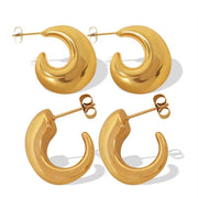 JEWELRY EH230-1 French Haute Sense of 18K Gold C-Shaped Hollow Earrings Geometric Minimalist Earrings for Women