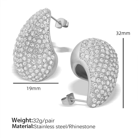 JEWELRY EH200-1 French Gold Large Teardrop Earrings Set Diamond Gum Bead Earrings Exaggerated Earrings