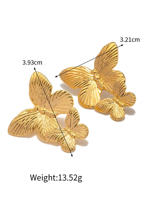 2023 New Trend 18K Gold Plated Butterfly Series Chunky Stainless Steel Open Rings Fashion Jewelry