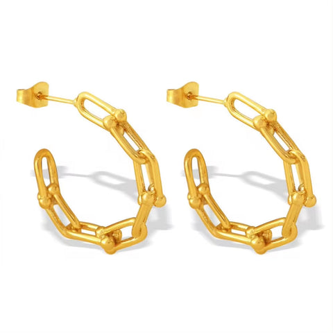 JEWELRY EH218 French Horseshoe Chain Design Earrings C Shaped Earrings Hundred Earrings Women