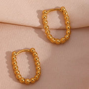 2023 Jewelry U Shape Beaded Huggies Earrings 18K Gold Plated Stainless Steel Designer Earrings Popular Brands