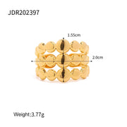 Ins Hot 18K Gold Plated Geometric Rings Set Jewelry Fashion Retro Style Oval Cross Shaped Ring for Women