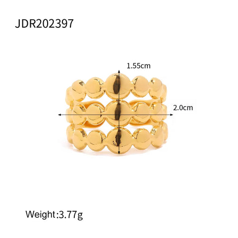 Ins Hot 18K Gold Plated Geometric Rings Set Jewelry Fashion Retro Style Oval Cross Shaped Ring for Women