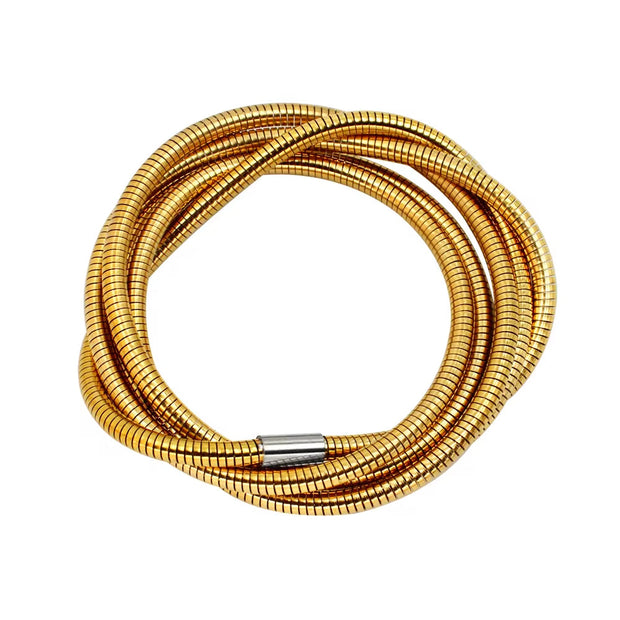 Trendy Stainless Steel Multi-Layer Spiral Bracelet Fashion 18K Gold Plated Jewelry High Quality Low MOQ