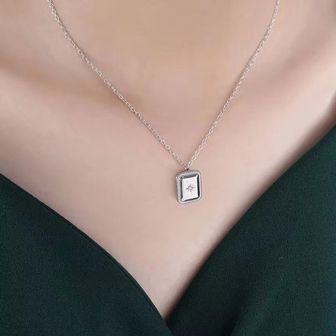 Fading Water Drop Square Star Zircon 18K Gold Plated Stainless Steel Non Tarnish Pendant Custom Necklace Logo