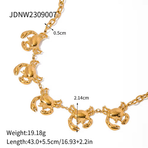 Design Cute Crab Charm Pendant Earring Bracelet Necklace 18K PVD Stainless Steel Insect Series Hammer Jewelry