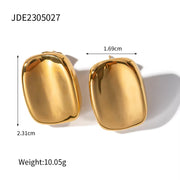 Design Chunky Big Surface Rings Earrings 18K PVD Gold Plated Stainless Steel High Polish Earring Ring Set