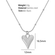 JEWELRY XL89-EH256 Simple Fresh Scenic Face Heart Necklace Earrings Heart Shape Texture Earrings Collarbone Chain Set