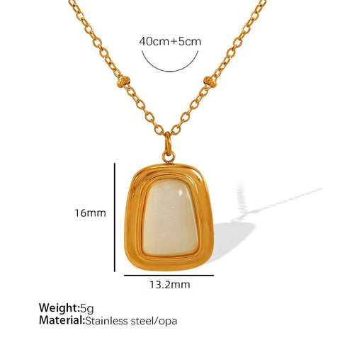 JEWELRY XL94-EH286 French Fashion Cat'S Eye Pendant Necklace Earrings Women Jewellery Set Gold Plated 18K