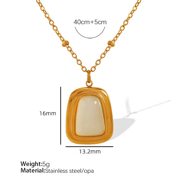 JEWELRY XL94-EH286 French Fashion Cat'S Eye Pendant Necklace Earrings Women Jewellery Set Gold Plated 18K