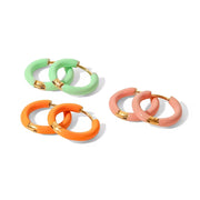 Jelly Color Enamel Small Size Hoop Earrings Stainless Steel Gold 18K Plated Oil Dripping Jewelry Earrings