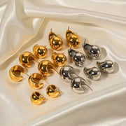 18K Gold Plated Stainless Steel Hollow Chunky Jewelry Waterdrop Stud Teardrop Statement Earrings for Girls