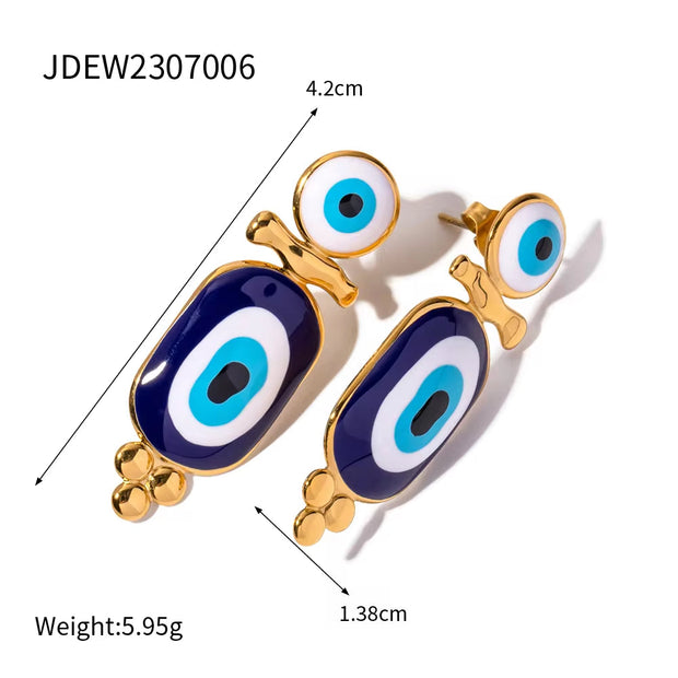 Devil Eye  Design Earrings Rings 18K Gold Plated Stainless Steel Waterproof Eyes Shape Personalized Jewelry Set