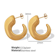 JEWELRY EH230-1 French Haute Sense of 18K Gold C-Shaped Hollow Earrings Geometric Minimalist Earrings for Women