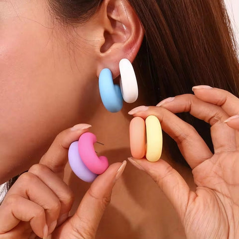 Enamel Hoop Earrings