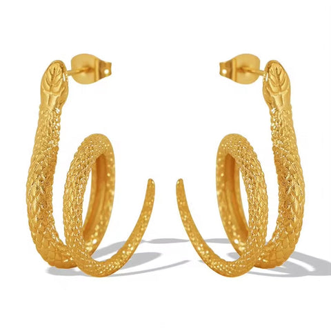 JEWELRY EH195 Korean Version of the Earrings Temperament Small Snake Hundred with Earrings Simple Gold-Plated 18K